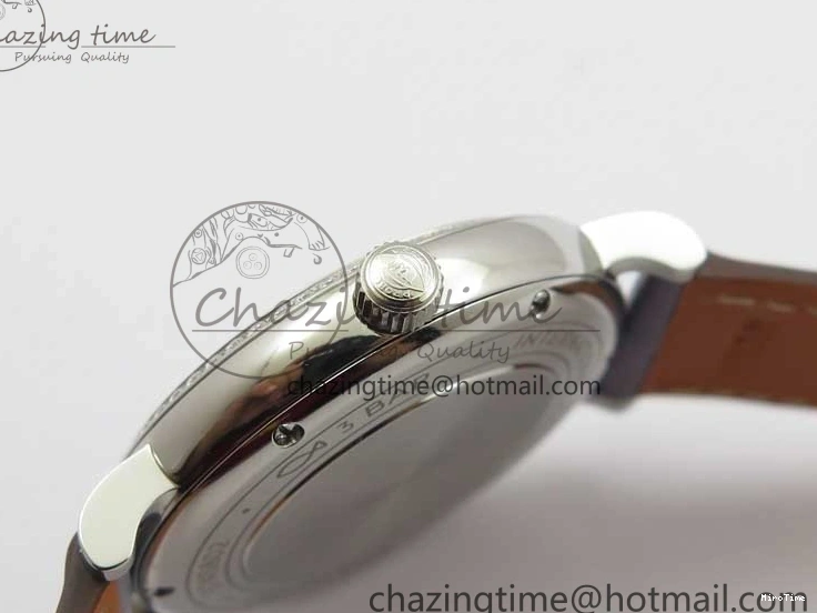 MIROTIME 0510 Attractive Portofino 37mm SS V7F 1:1 Best Edition Gray Dial Diamonds Bezel on Gray Leather Strap A 7091